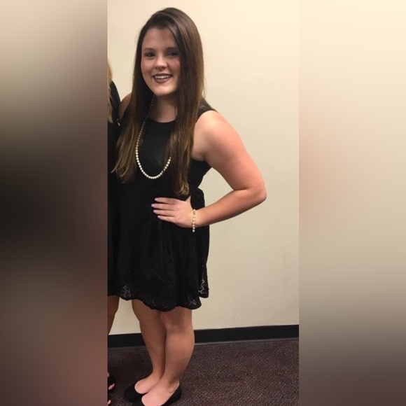 Little Black Dress with Lace Overlay - Picture 2 of 4